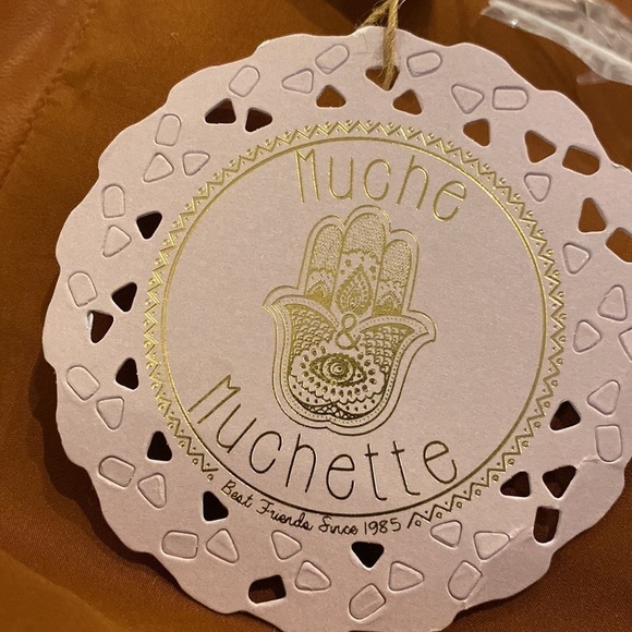 Mucha et Muchette NWT Dress Faux Leather Caramel Brown Black Medium Large - Picture 8 of 14